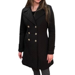 Ivanka Trump Black Quilted Double-Breasted Coat